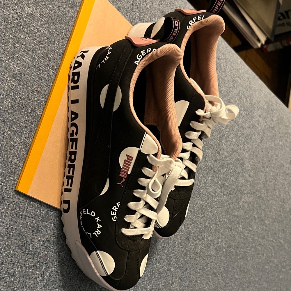 Karl Lagerfeld Black and White Polka Dot Sneakers